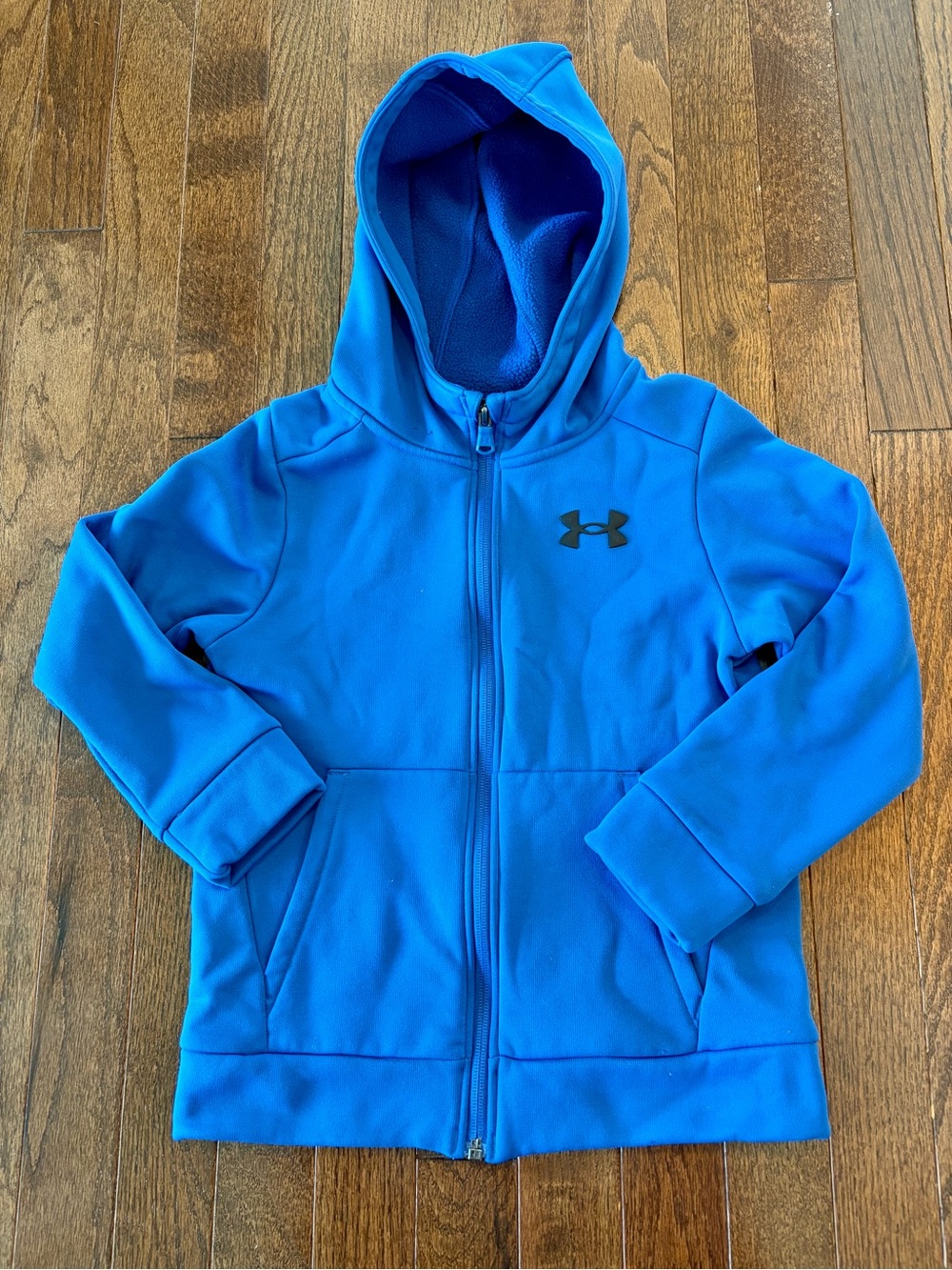 Under Armour Kids Blue Hooded Zip Fleece with Logo